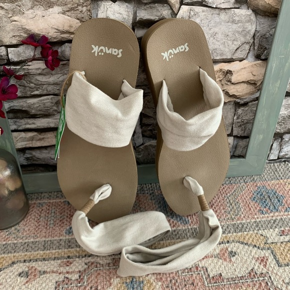 #01 Sanuk Peyote Sling St Midform Back Casual Soft Platform Yoga Sandals Shoes 8 - Picture 3 of 9